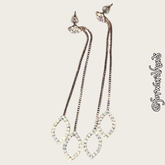 Bundle Sale 3 for $15 | Rose Gold Double Strand Dangle Earrings with Rhinestones - Picture 1 of 8